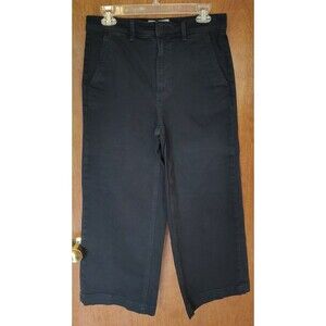 EVERLANE size 8 black The Wide Leg Crop Pant 4-pocket stretch jeans